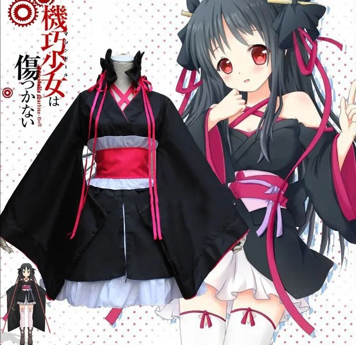 

Anime Unbreakable Machine Doll Yaya Cosplay Adult Costume Women Girl Halloween Carnival Party Top+Dress+Waistband+Bowknot+Ribbon