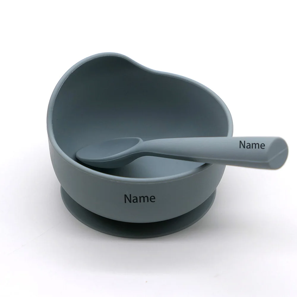 Baby Tableware Bowl Spoon Free Printing Silicone Material Personalized for Boys and Girls Holiday Gift