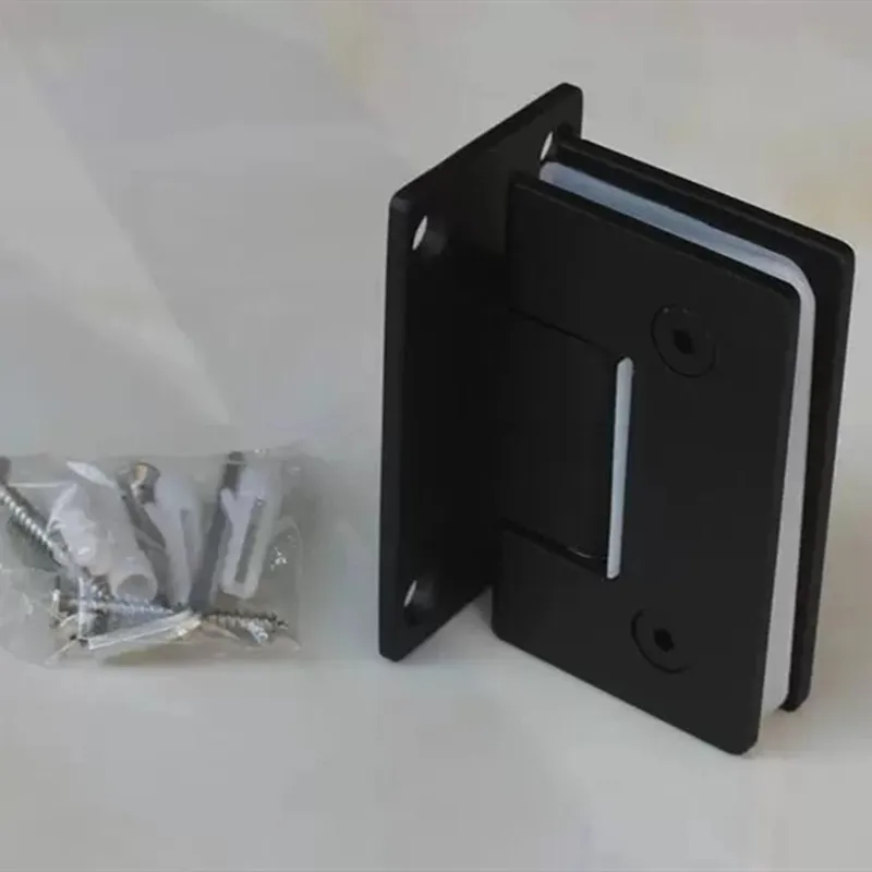 Solid stainless steel glass door hinge 90 degree double opening, matt black baking paint(XYGL-17)