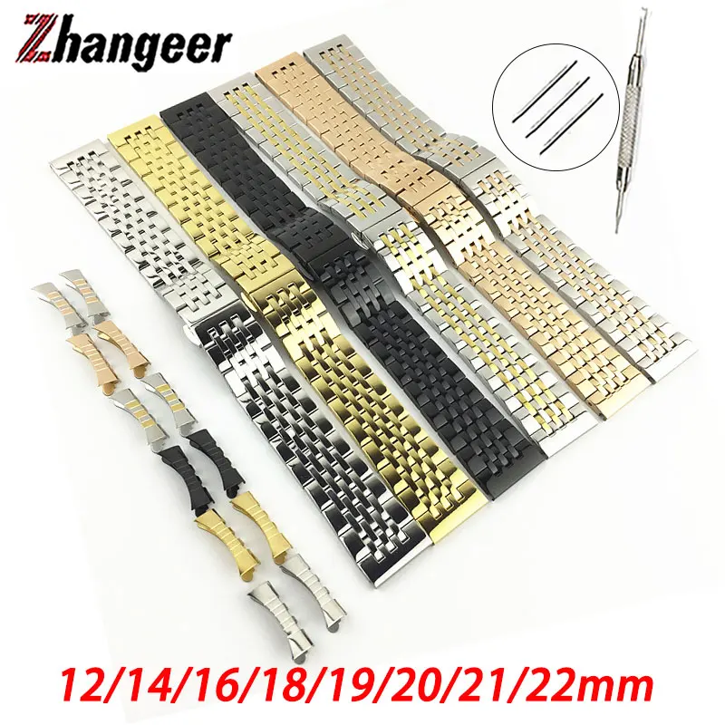 

Curved End Strap 12mm 14mm 16mm 18mm 19mm 20mm 21mm 22mm Universal Wrist Band Stainless Steel Watchband Belt Accessories Band