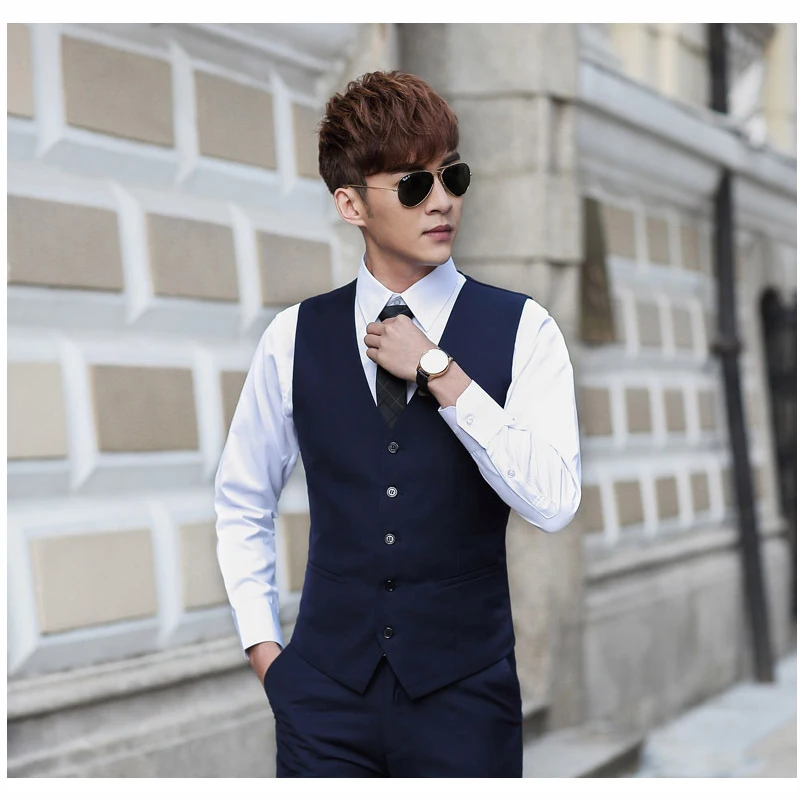 Fashion Single Breasted Suit Vests for Men Grey Black High-end Male Waistcoat Slim Fit Formal Business Casual Vest Plus Size 7XL 4