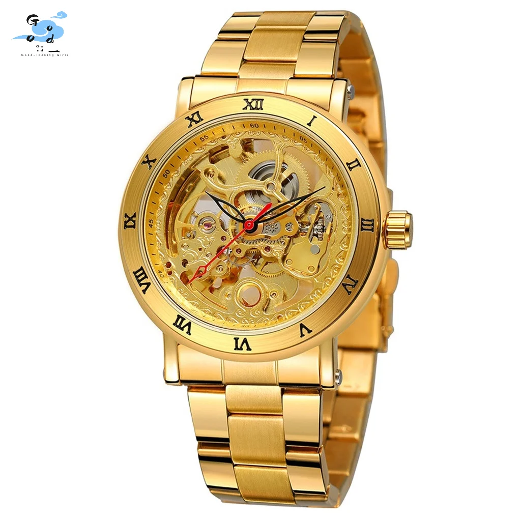 

Waterproof Steel Watch Double Bottom Hollow Men'S Automatic Mechanical Watch Fashionable, Minimalist, And Atmospheric Men'S