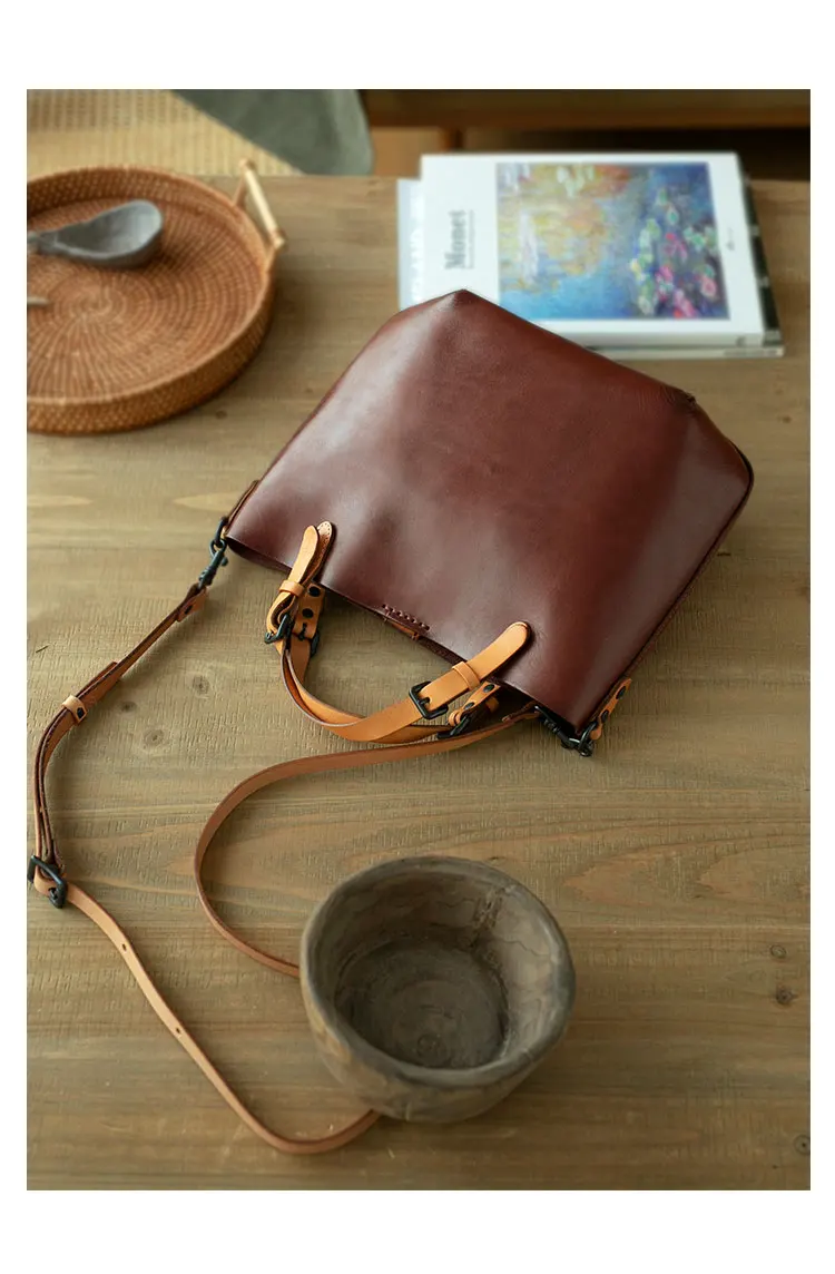 PNDME Designer handgemachte erste Schicht Rindsleder Handtasche Mode Luxus echtes Leder multifunktionale Schulter Umhängetaschen – Detail 11