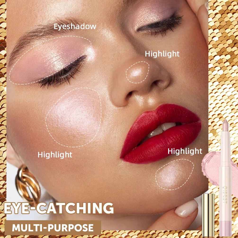 Eyeshadow Stick Eyeshadow Pen Eyeshadow Pencil Waterproof Pearlescent Glitter Shimmer Pigment Eye Shadow Liner Highlighter Pen Eyes Makeup Tools