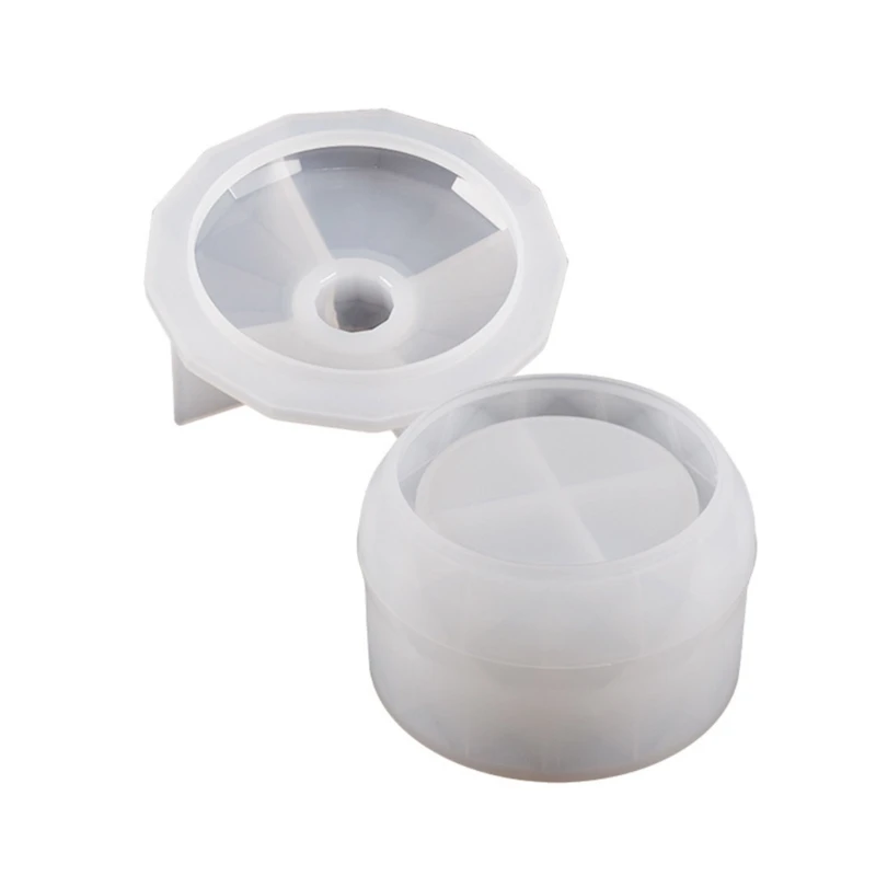 

Section Round Storage Box Resin Mold with Lid for DIY Jewelry Craft