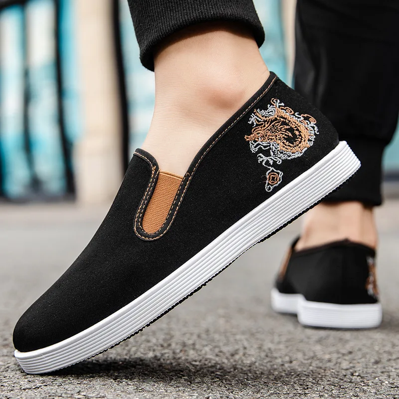 Summer Canvas Shoes Men's Fashion Lefu Shoes Versatile for Work and Driving Plus Size 44 Lightweight, Soft, and Durable