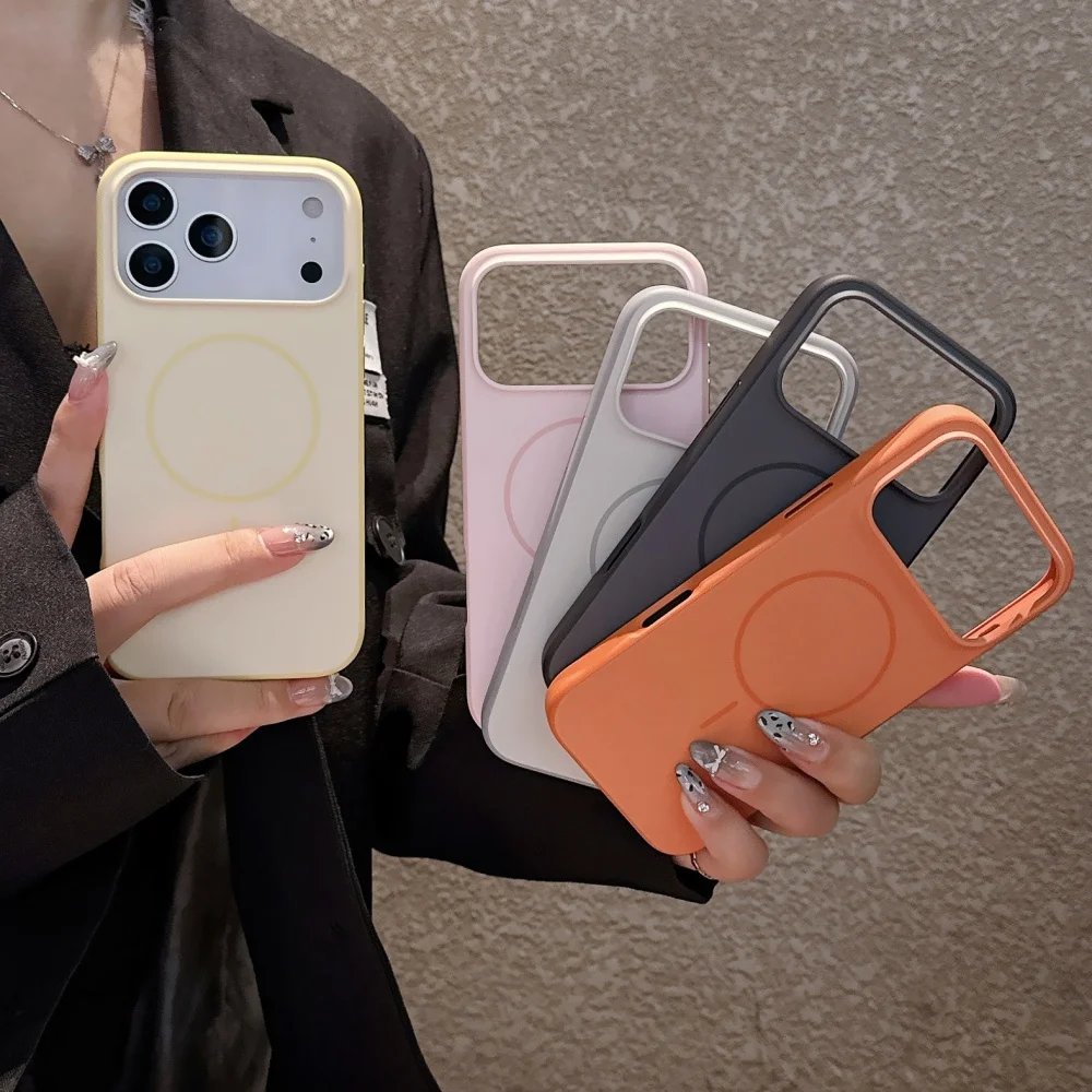 Matte Candy Solid Color Case For Iphone 16 Pro Max 17 Air Magnetic Wireless Charging Ultra Slim Shockproof Cover_voghion.com