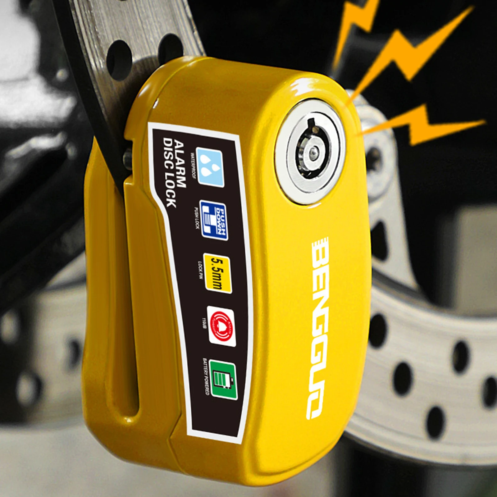 Waterproof Anti-Theft Motorcycle Disc Brake Lock with Key - Aluminum Alloy Security