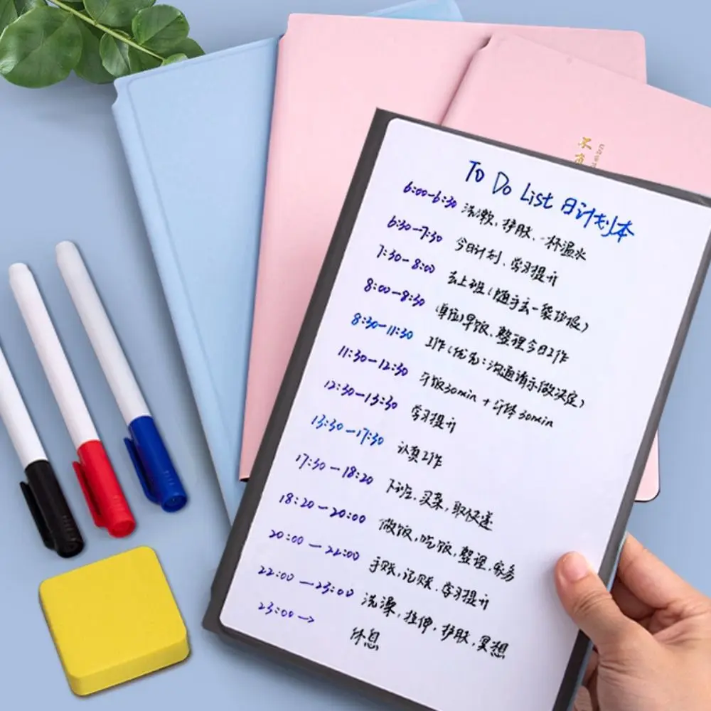 Whiteboard Notebook Set A4/A5 Whiteboard Notebook Set With Whiteboard Pen Erasing Cloth Leather Memo Pad Weekly Planner Portable Office Notebooks