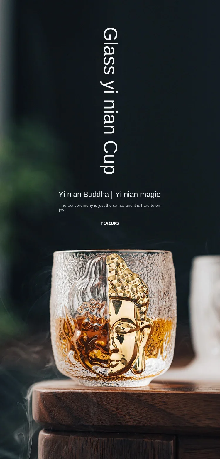 Description Picture 2 of itemMaster Cup Tea Set Luxury Crystal Glass Yinian Buddha Cup Jianzhan Household Cups Teaware Kitchen Dining Bar Home Garden