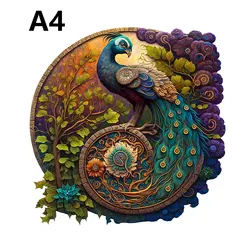 Exquisite Peacock Wooden Jigsaw Puzzle - Irregular Animal Shapes - Elegant Puzzle Gift (M147-A4)