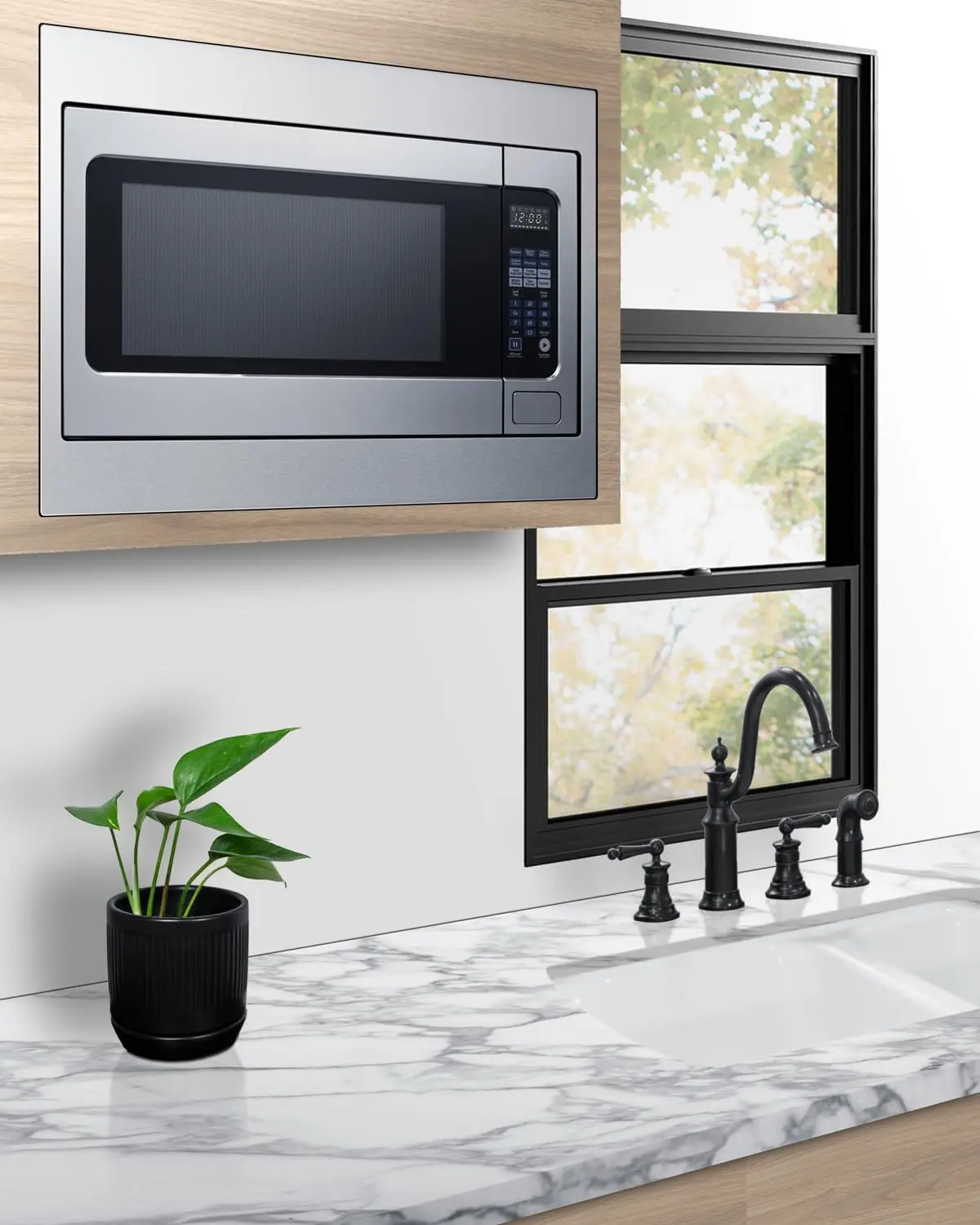 27&rdquo; and 30" Built-In Microwave Oven Stainless Steel, 2.2 Cubic Feet, with Trim Kit Digital Control Panel, 1200W (27 Inch)