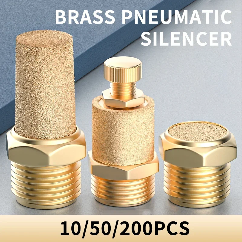 

10/50pcs Pneumatic Exhaust Muffler Brass 1/8" 1/4" 3/8" 1/2" BSL M5 Silencers Fitting Noise Filter Reducer Connector Copper