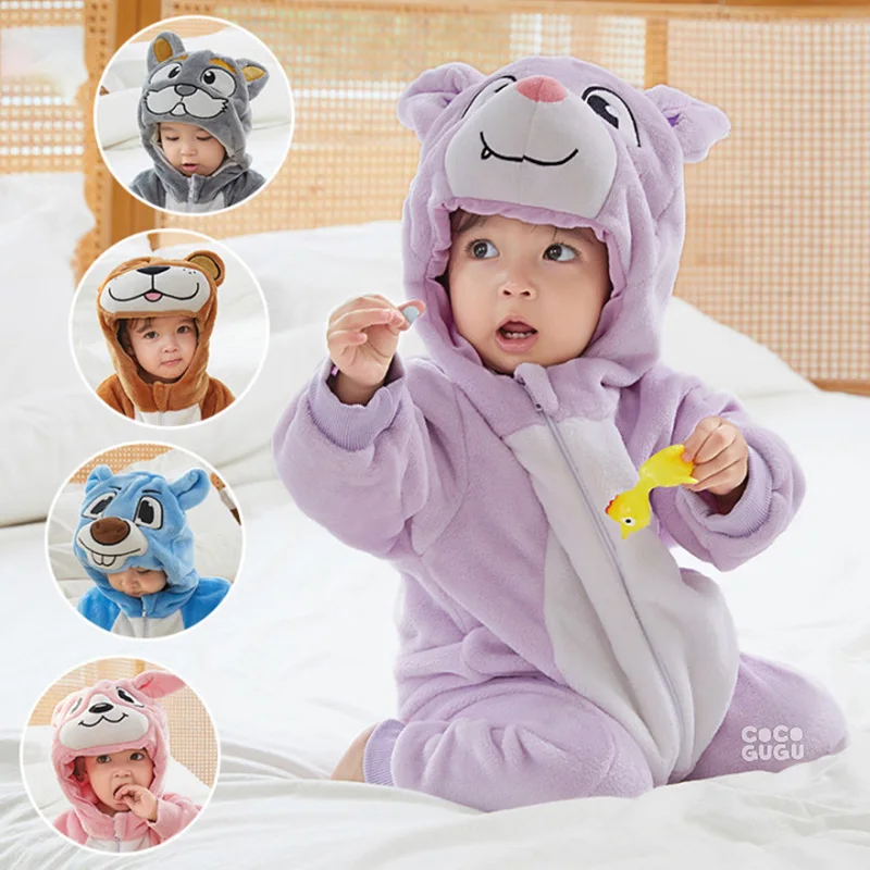 

0-3 Years Baby Rompers Warm Onesie Newborn Bebes Kigurumis Boy Girl Clothes Animal Costumes Cute Jumpsuit Toddler Pajama Outfit