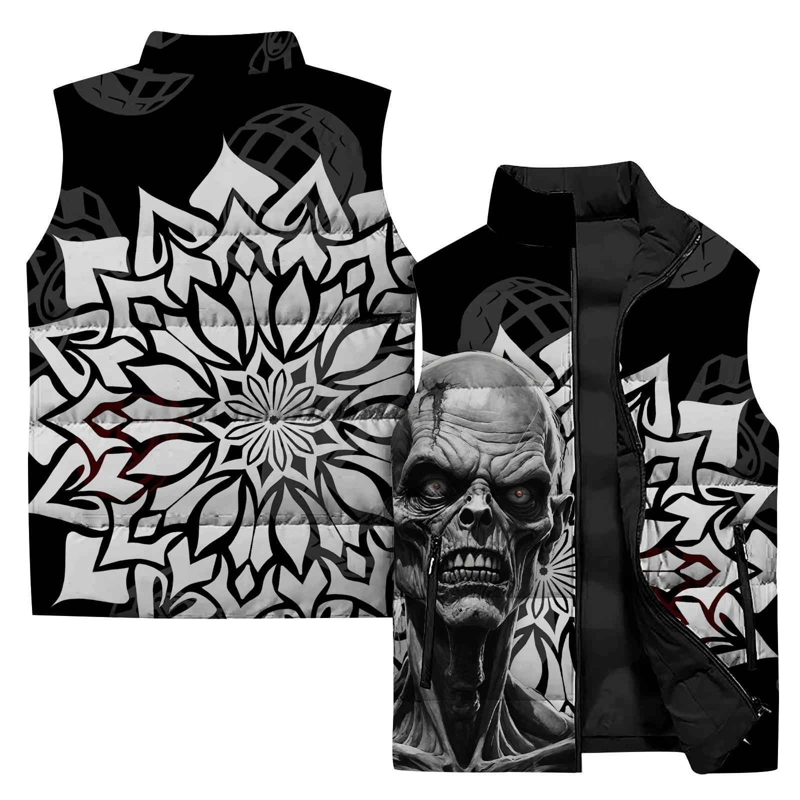 thumbnail image 1 of Chaleco informal para hombre, chaqueta holgada de invierno, chaquetas para hombre, chaleco de algodón con estampado de monstruo y espantapájaros, ropa para hombre 2024, chalecos, abrigos, 1 of 4