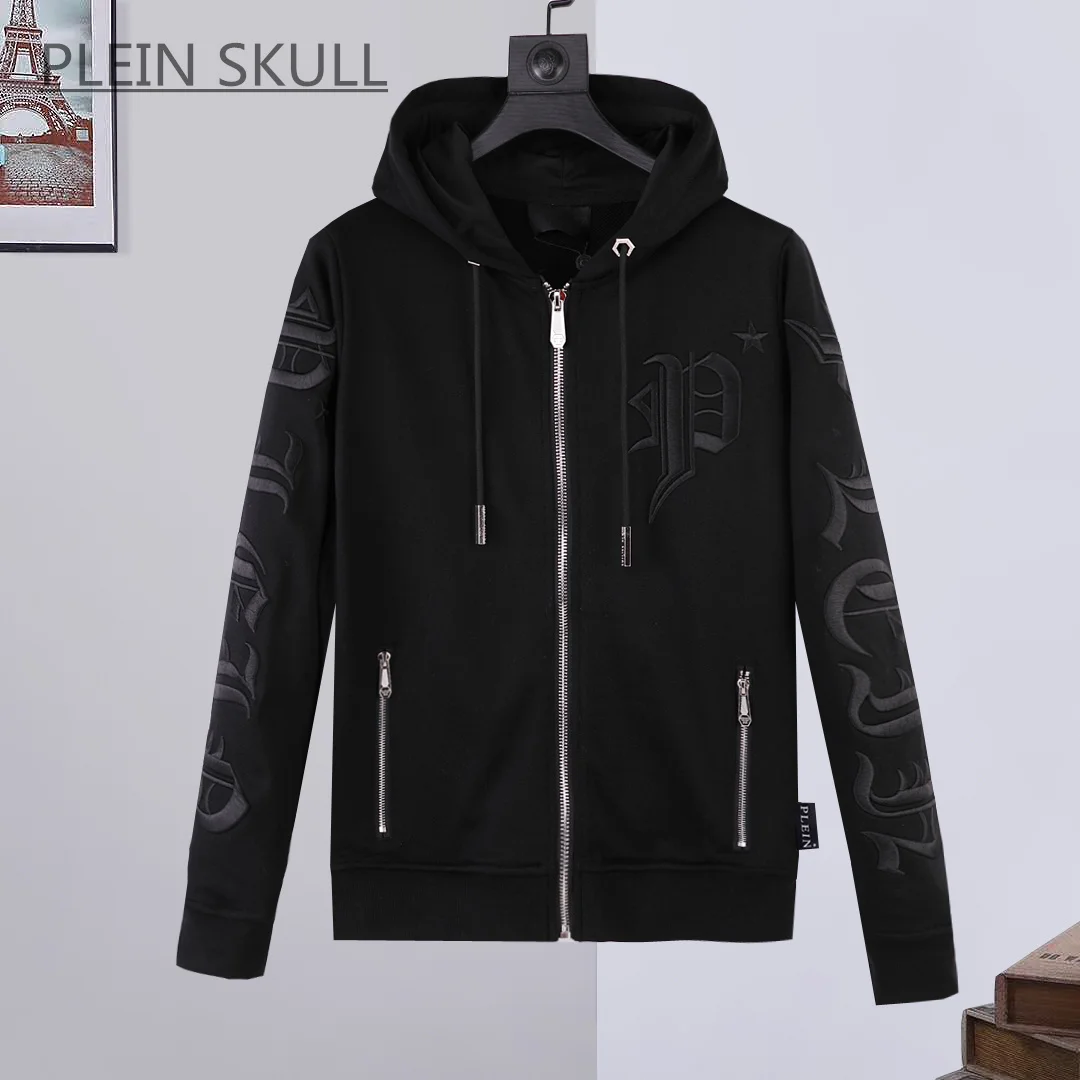 Plein Skull Spring Autumn Versatile Round Neck Hooded Suit Men's Y2K Coat Daily Casual Coat Pants Luxury Brand Suit M-XXXL 2