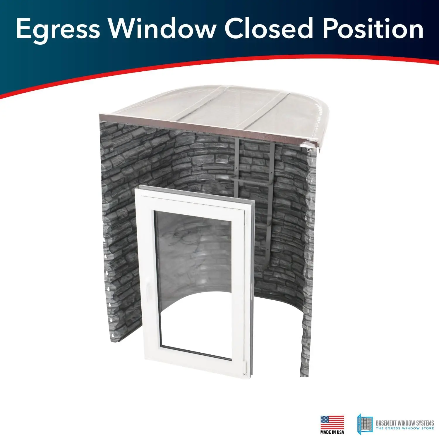 Stone 3141 Egress Tilt & Turn Window System Includes Right-Hinged European Tilt & Turn Egress Window, Stacked Stone Easy-Well,