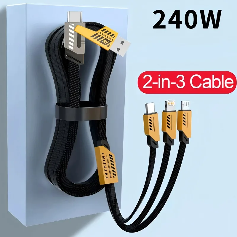 รูปสินค้า สายชาร์จเร็ว 3 in 1 ชาร์จได้หลายอุปกรณ์ รองรับ Type-C & USB