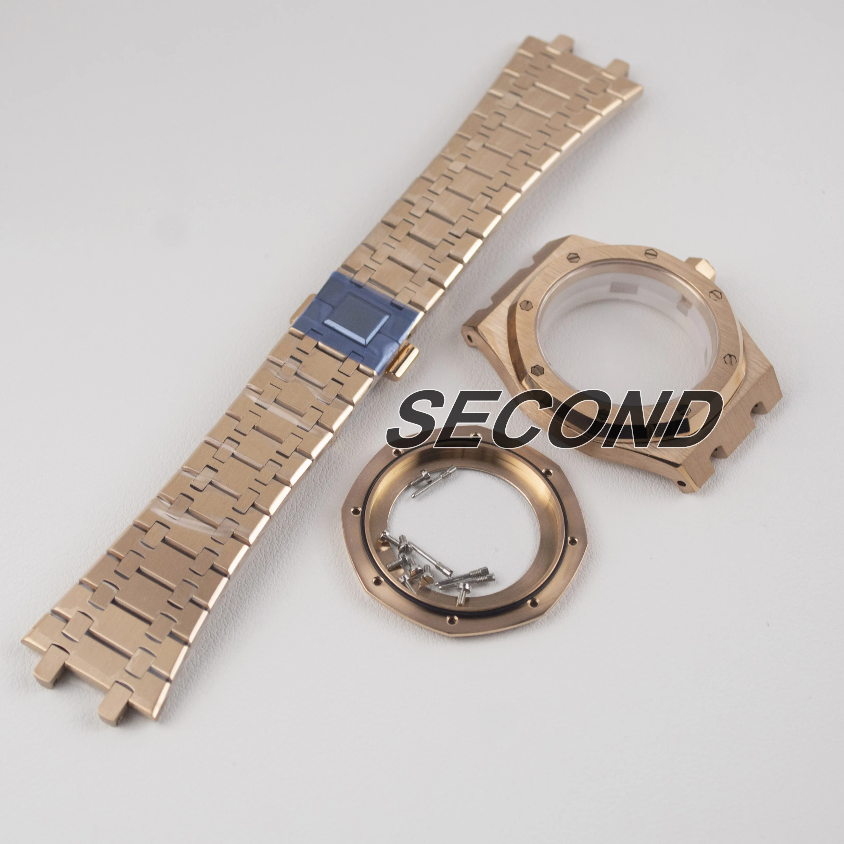 Rose Gold Black PVD Stainless Steel Watch Case with Sapphire Glass - 41mm Waterproof Design