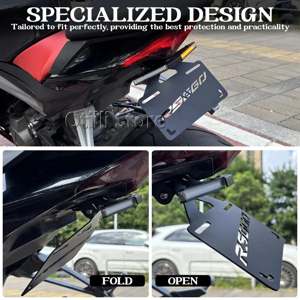 아프릴리아 RS660 투오노 660 V4 RSV4 1100 팩토리 모터사이클 테일 타이디 펜더 제거기 LED 라이트용 접이식 번호판 홀더