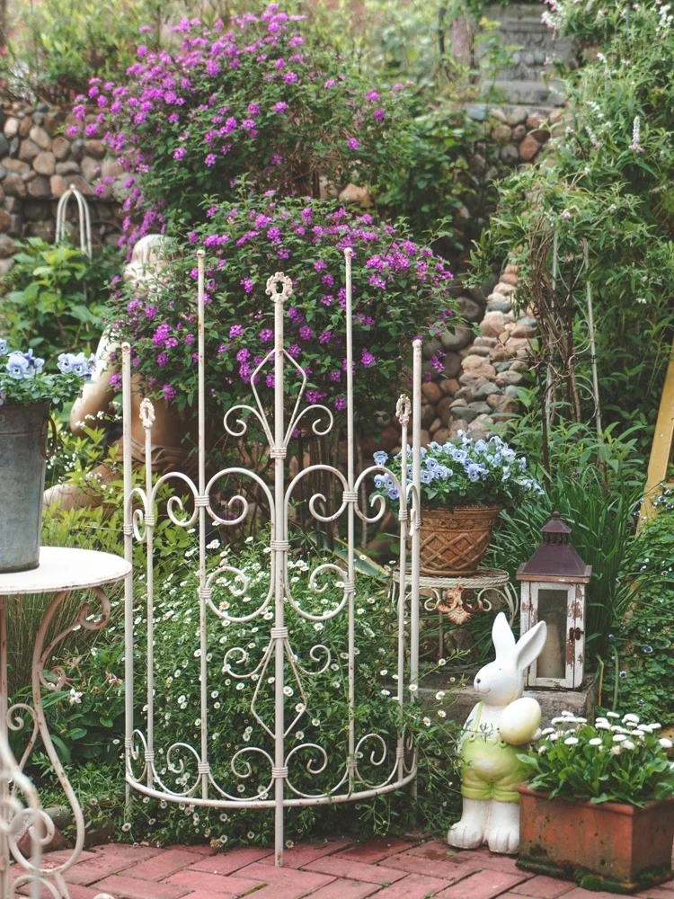 123cm Vintage White Iron Trellis Half-Round Garden Arch Climbing Plant Support