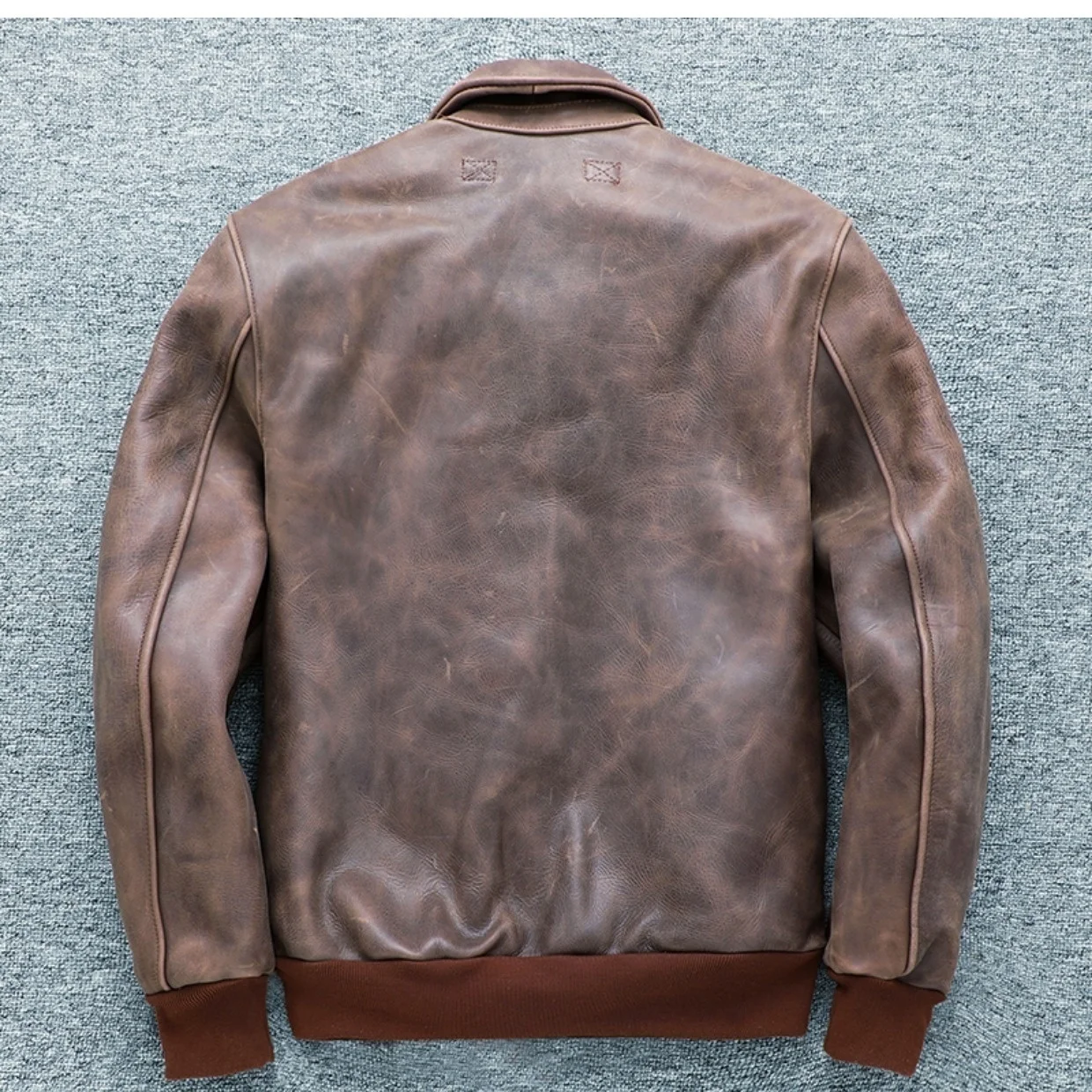 Description Picture 4 of itemBrown Autumn Men's Vintage A2 Jacket Plus Size 4XL Military Style Natural Thick Cowhide Aviation Genuine Leather Coats