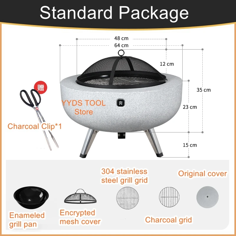 Big size 60CM courtyard barbecue stove villa charcoal heating stove outdoor barbecue stove home brazier indoor charcoal brazier