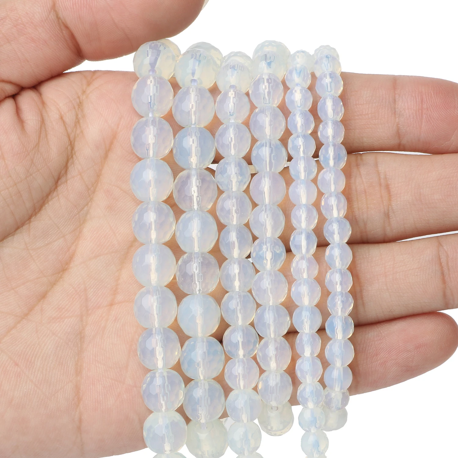 

Natural White Opal Stone Beads Faceted Round Loose Spacer Women Fashion For DIY Jewelry Making Bracelet Accessories 6 8 10mm