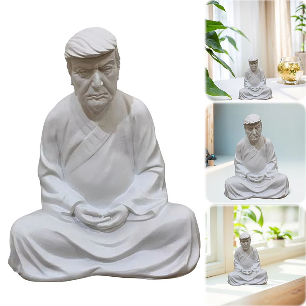 Trump Buddha Statue Resin Funny Trump Ornament Creative Trump Crafts Decor Trump Meditating Sculpture Garden Decoration 4