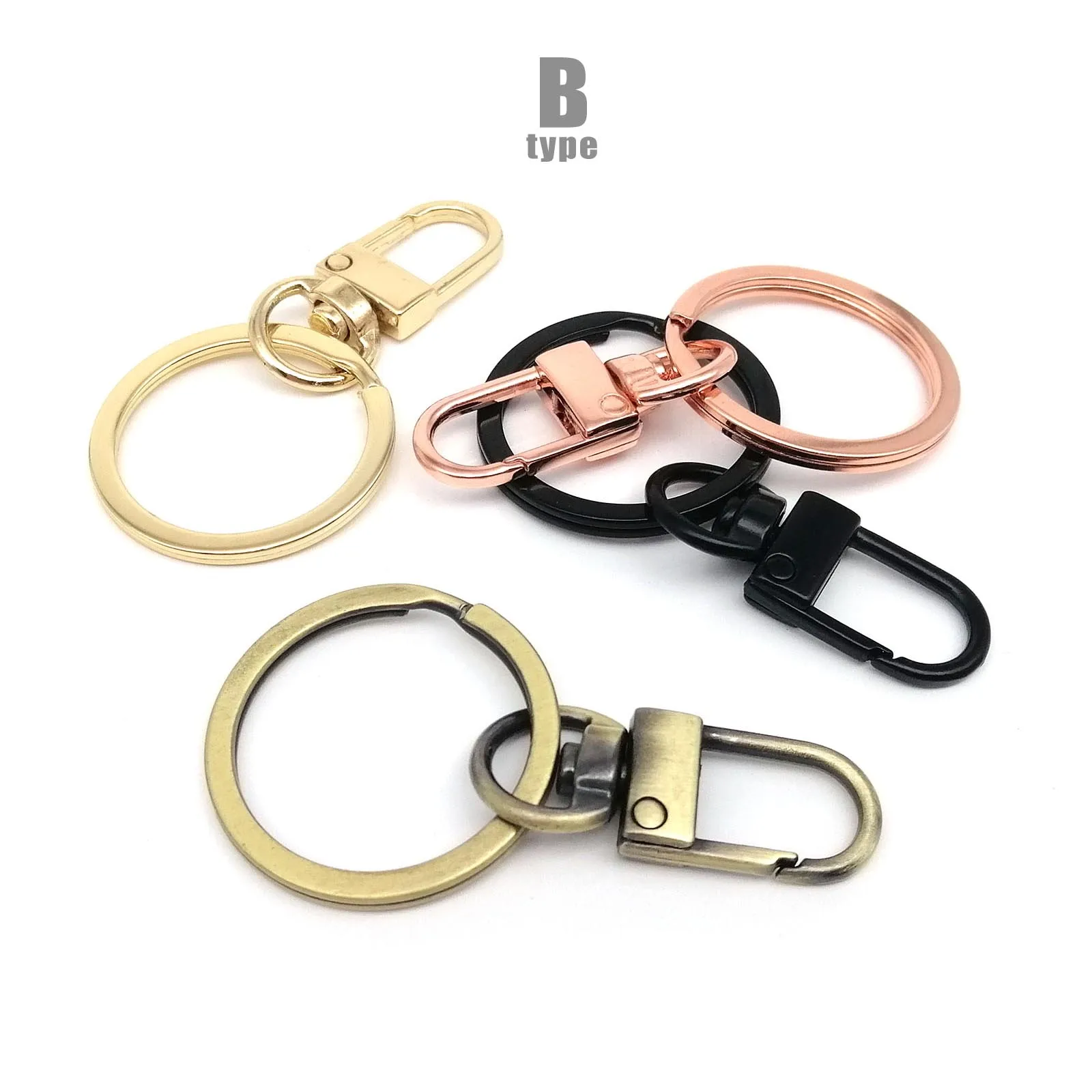 High Quanlity Metal Swivel Lobster Keychain Car Key Ring Keyring Clasp Clip  Trigger Buckle Snap Hook with Split Ring 8 color