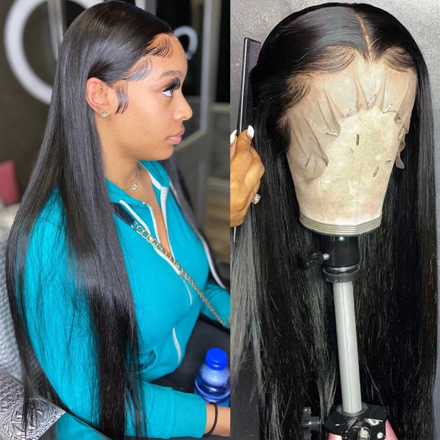 

Парик из натуральных волос T-Part, прямые человеческие волосы на сетке спереди 13x1 6x1, предварительно выщипанные бразильские волосы без повреждений, парики для женщин плотностью 150