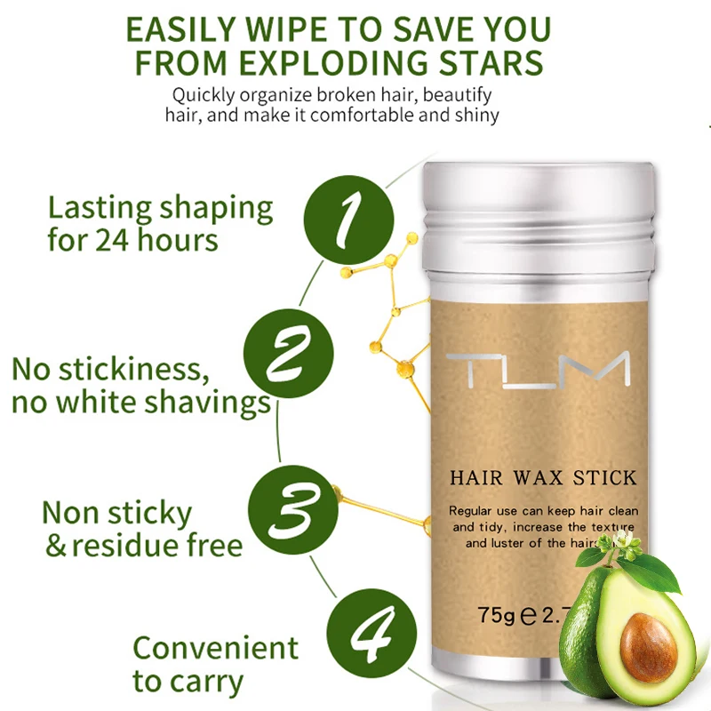 Hair Wax Stick For Flyaways Hair Non-greasy ,Hair Styling Wax For Smooth Wigs, Styling Pomade Stick Flyaways Edge&Frizz