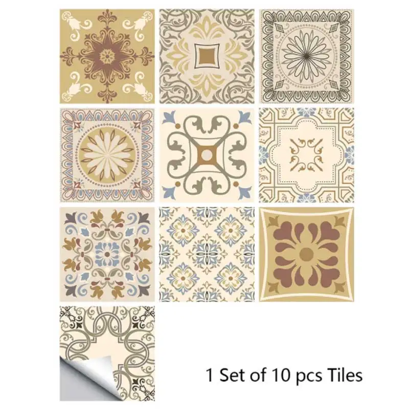 Frosted Matte Film Tile Stickers Kitchen Bathroom Decorative Wall Stickers Waterproof Oil Resistant Wall 10 Pieces