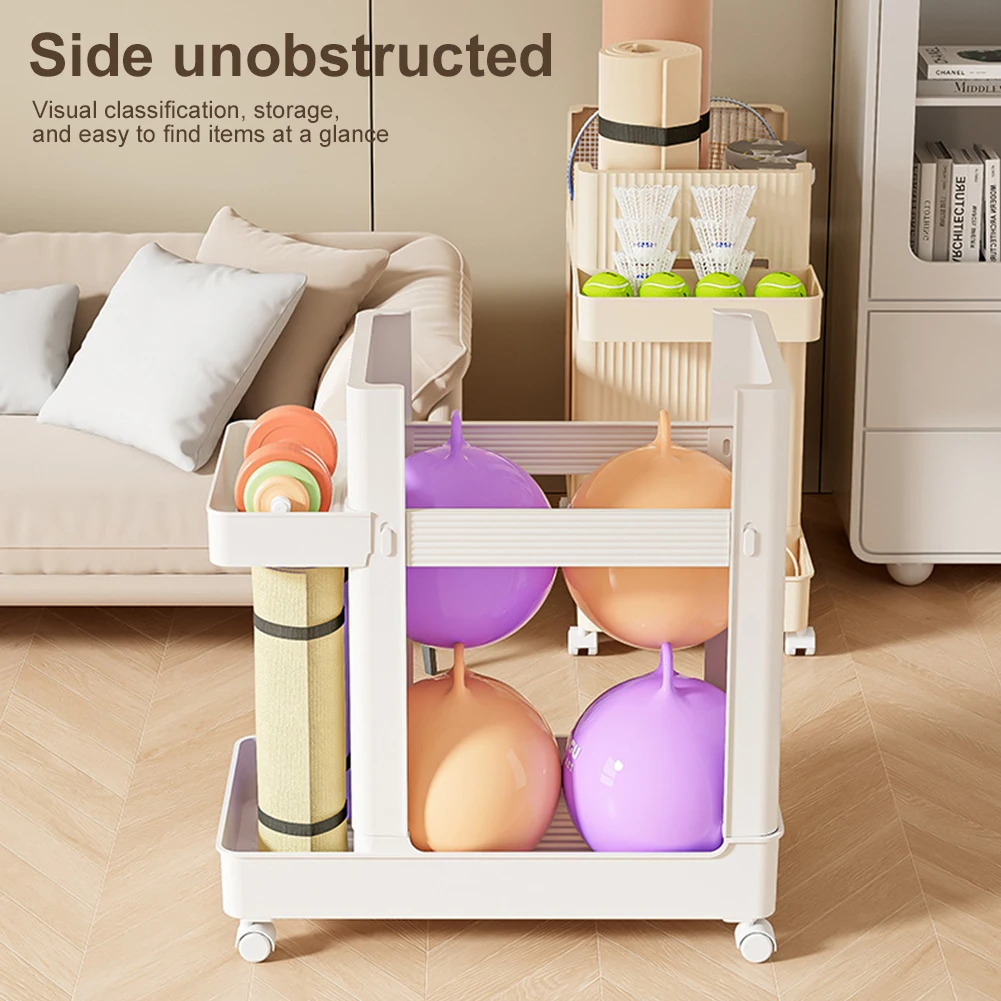 Gym Equipment Holder with Wheels Sports Equipment Storage Rack Fitness Equipment Storage Rack Sports Equipment Trolley Basket