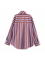 Nouvelle Blouse Chic pour Femme, Style Festival de Musique, Coupe Ample, Rayée, avec Nœud, Simple Boutonnage, Décontractée 3