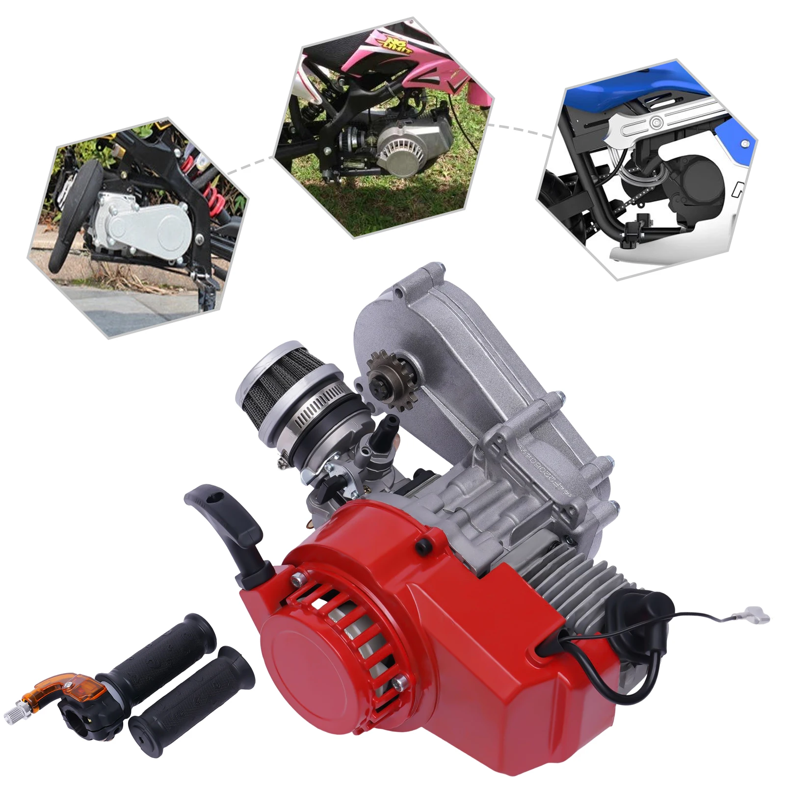 Démarreur à Cordon De Traction 2 Temps Pour Moteur 49cc - Compatible Mini Moto Dirt Bike, Pocket Bike, ATV