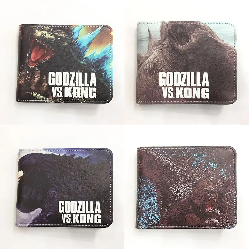 

Портмоне Godzilla Kong для детей, портативные кошельки для студентов из искусственной кожи, кожаный кошелек с ID, с мультяшным рисунком, для мелочи, для детей