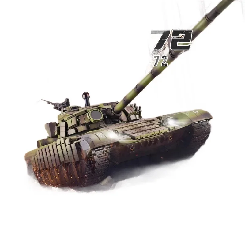 헝롱 RC 탱크 T-72 러시아 주력전차 메탈 트랙 BB 슈팅 IR 배틀 2.4G 무선 조종 군사 모델 장난감 (남아용)
