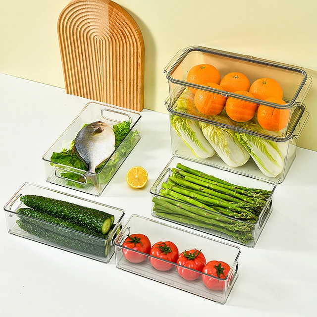 Hesroicy Fridge Freezer Storage Box Transparent Visible Multipurpose Large  Opening Refrigerator Side Door Vegetable Fruit Storage Box Home Supply