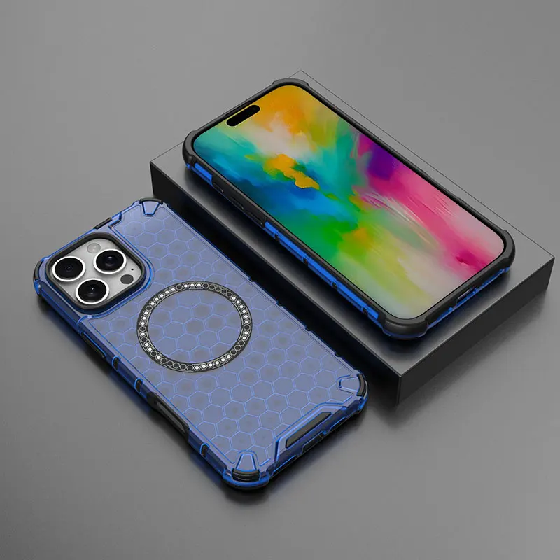 Shockproof Crystal Honeycomb Magnetic Case with Air-Cushion Soft Shell