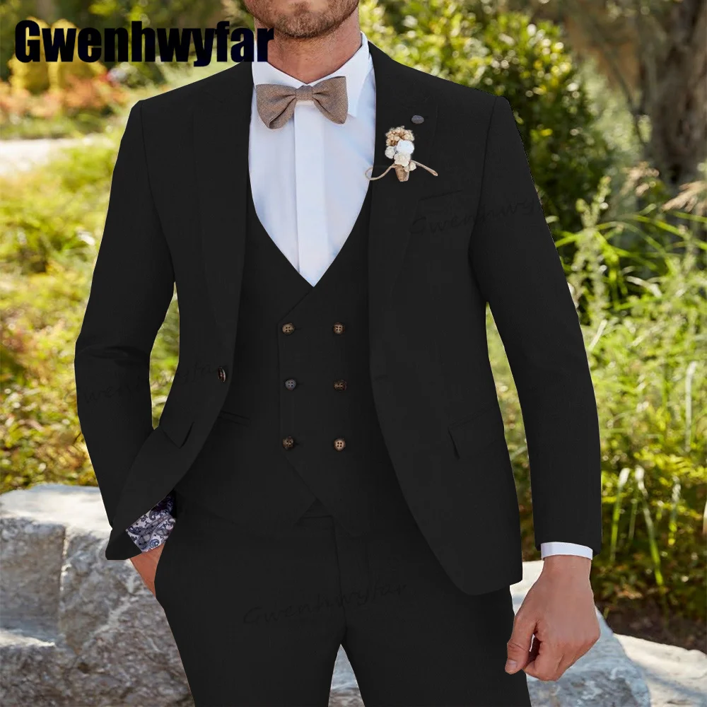 

Gwenhwyfar 2023 High Quality Men Suit Bussiness Men's Clothing Wedding Tuxedos Groomsmen Wear Slim Fit 3 Pieces Costumes Hommes