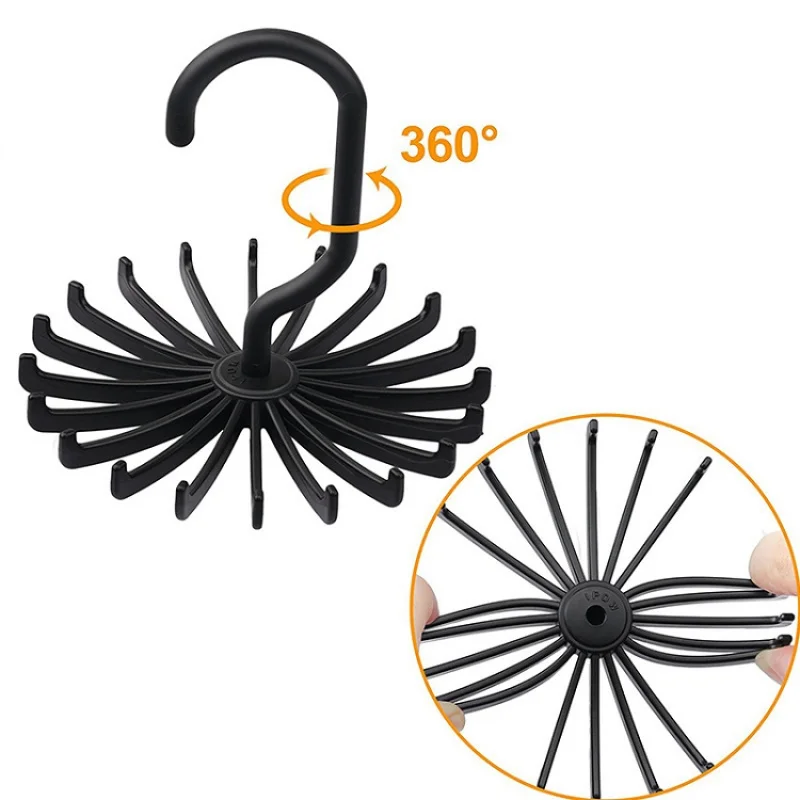 2pcs 360 ° Rotating 20-Claw Tie Rack Multifunctional Multi-Hanging Position Tie Rack 4