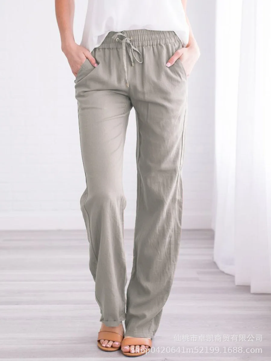 cropped leggings Spring/summer 2022 New plain color slacks with loose straps for casual fashion and wide legs white capri pants Pants & Capris