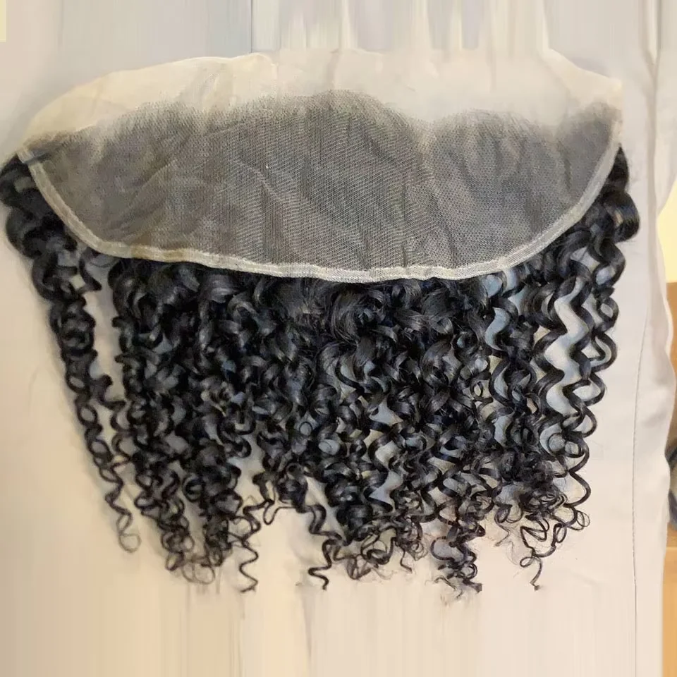 Chiusura in pizzo 5x5 per capelli ricci Melt Skin Pixie, Frontale in pizzo 13x4, Capelli umani ricci voluminosi, Pizzo invisibile, Pizzo 4x4, Pizzo 6x6 - immagine 4
