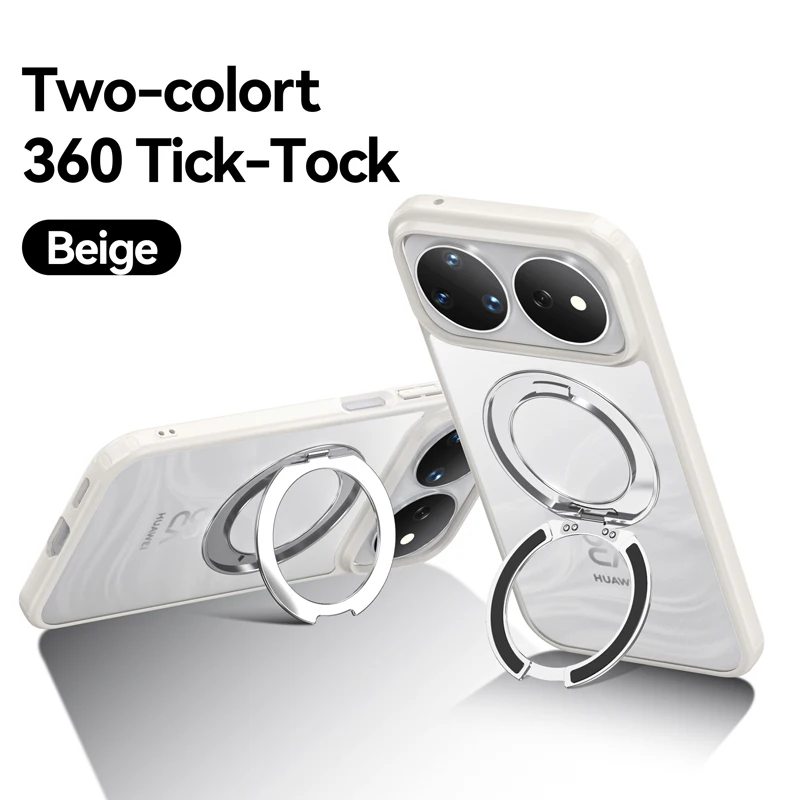 ELVEV Magnetic Ultra-Thin Matte Anti-Fingerprint Phone Case with Rotatable Ring Holder