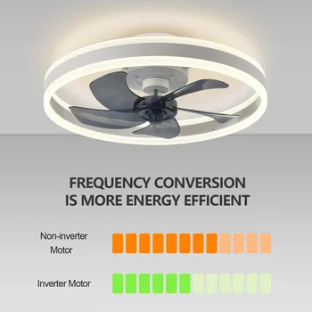 Modern LED Ceiling Fan With Light DC Motor 6-speed Timing Fan 50CM Low Floor Loft Remote Control Decorative Fan With Light 2