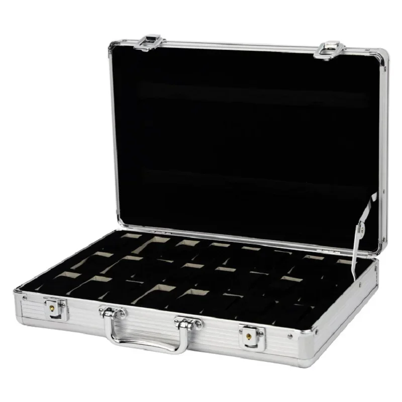 Deluxe Metallic Aluminum Watch Storage Box - Shatter-Resistant with Multiple Slots