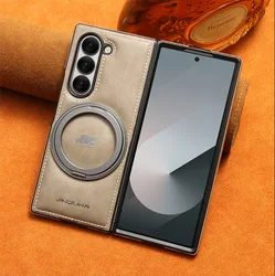 Premium Folding Phone Protective Case with Rotating Magnetic Bracket and Wireless Charging Compatibility for Galaxy Z Fold3 (GRAY)