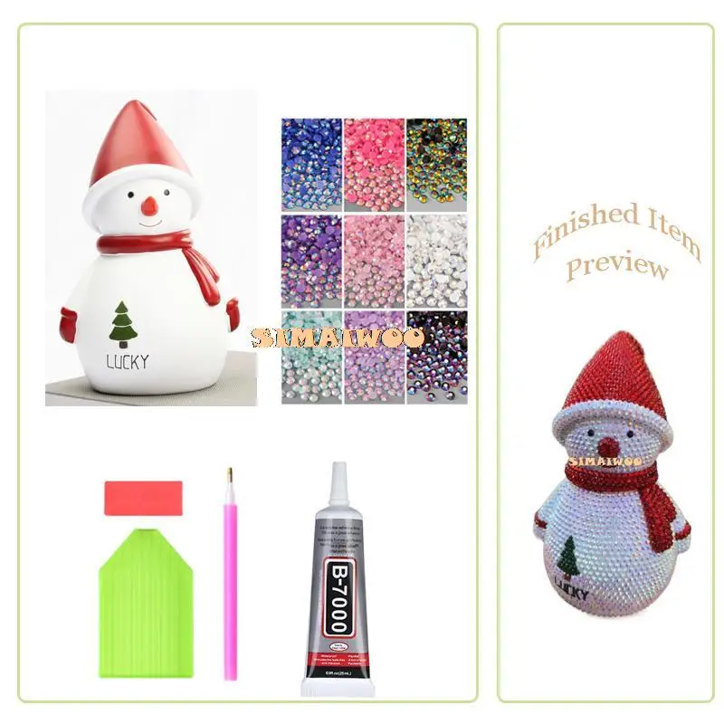 

DIY Material Rhinestone Snowman Peggy Bank Doll Christmas Decorative Gift Diamond Painting Mosaic Shining Crystal Cross Stitch