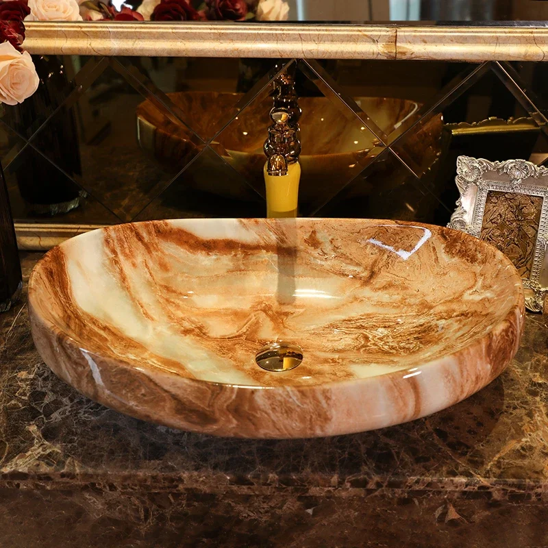 European Countertop Basin Bathroom Sinks Washbasin Ceramic Bathroom Washbasins Hotel Art Basin Home Balcony Small Washing Sink 2